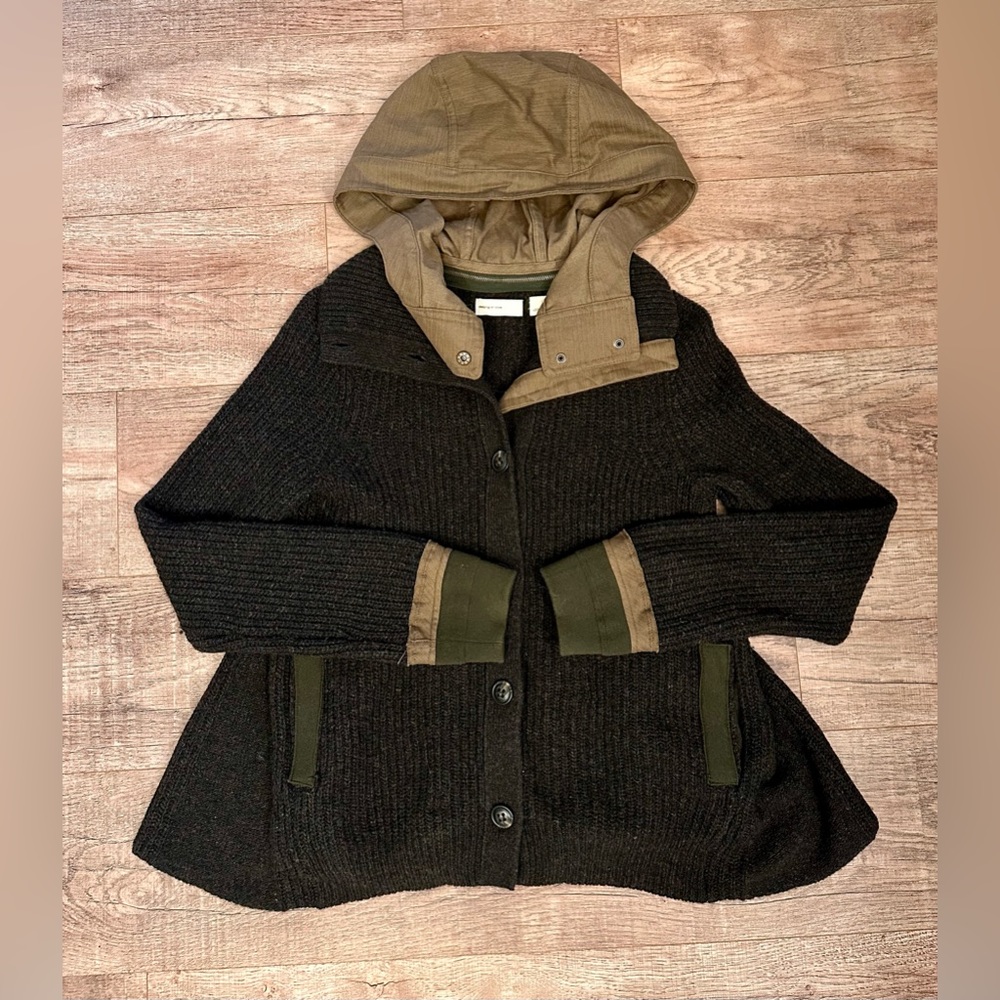 NWT! Anthropologie Sleeping on Snow Hooded Wool Sweater Jacket Size XS